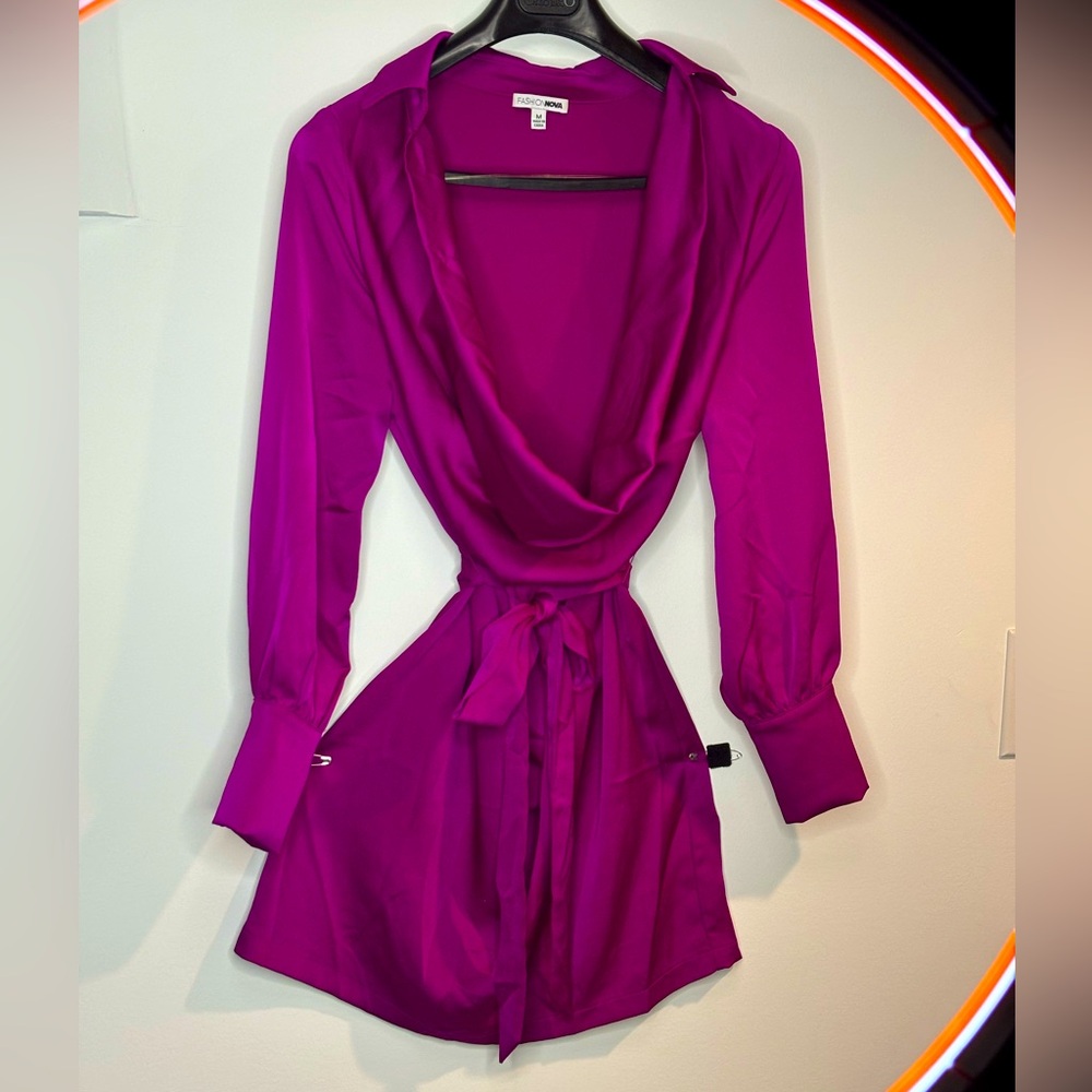 Beautiful deep fuschia/magenta cow neck dress